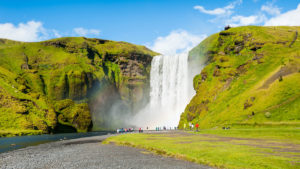 Views of skogafoss waterfall on a school geography trip to Iceland