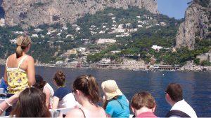 Laser boat trip across the Capri coastline