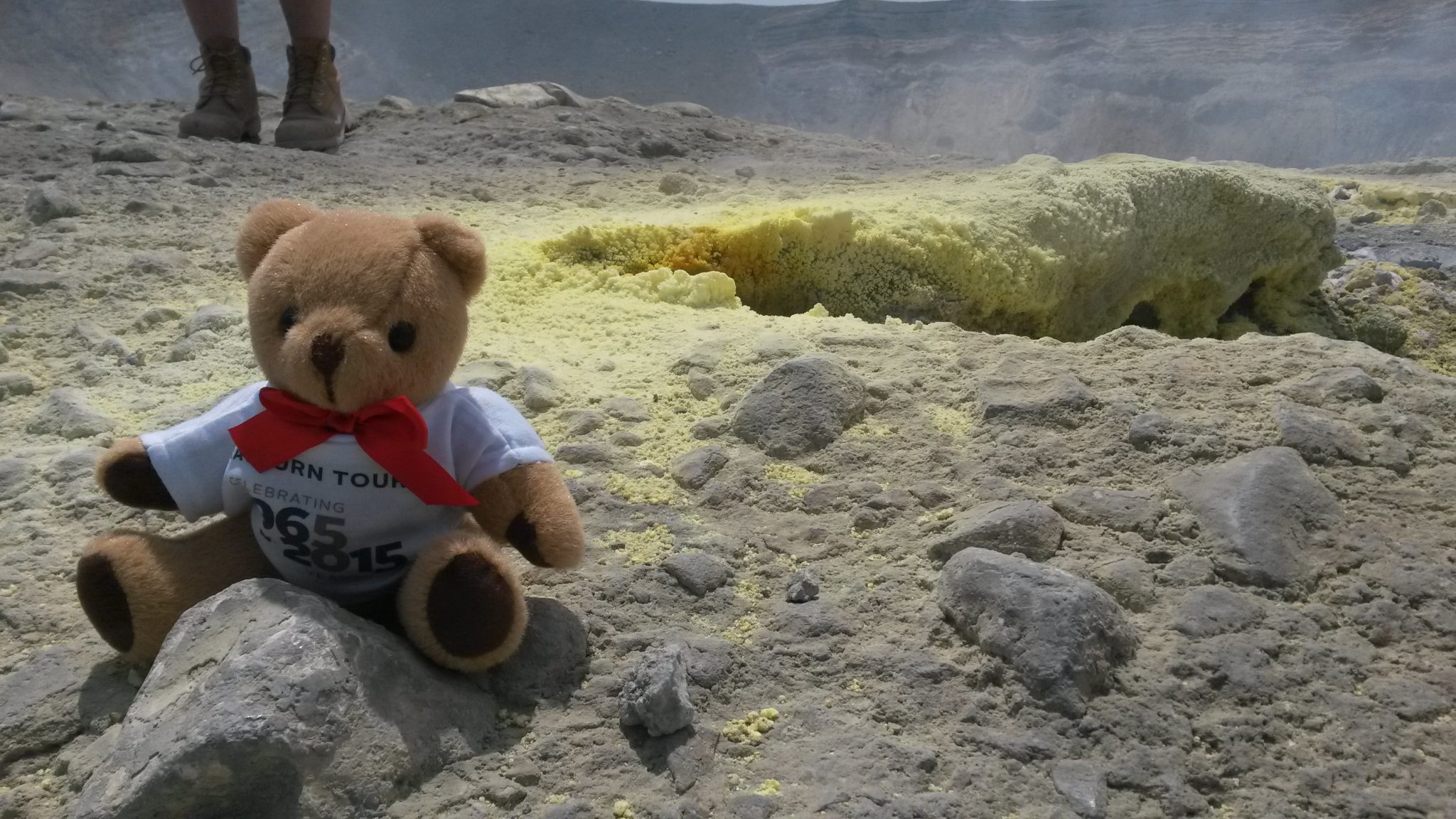 Enjoying the sulphur deposits on top of Vulcano!