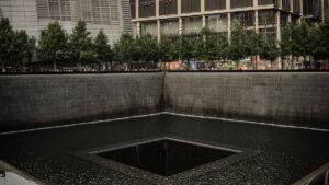 The North Tower Pool of the National September 11 Memorial Museum - Manhattan, New York City. The National September 11 Memorial & Museum (also known as the 9 11 Memorial & Museum)