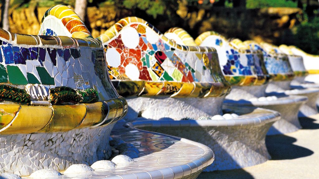 The colourful and unique Park Güell by Antoni Gaudí in Barcelona