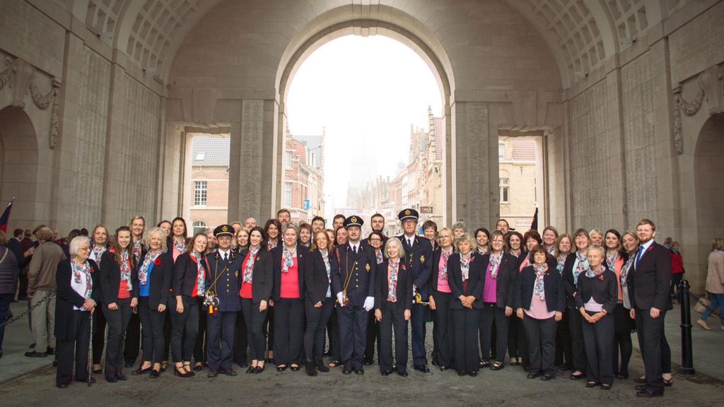 Youth concert group performing at Menin Gate