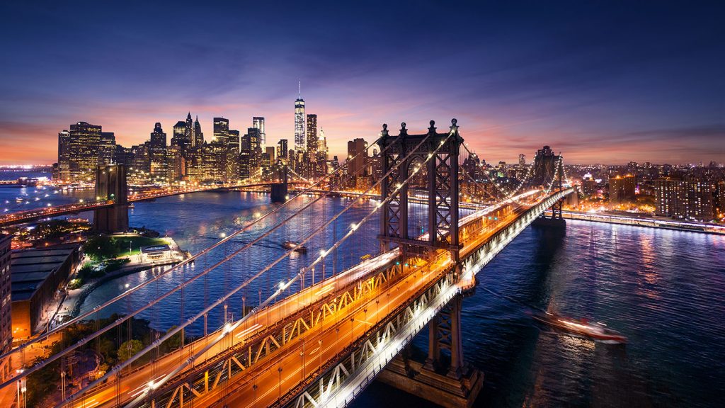Brooklyn Bridge in New York City at night