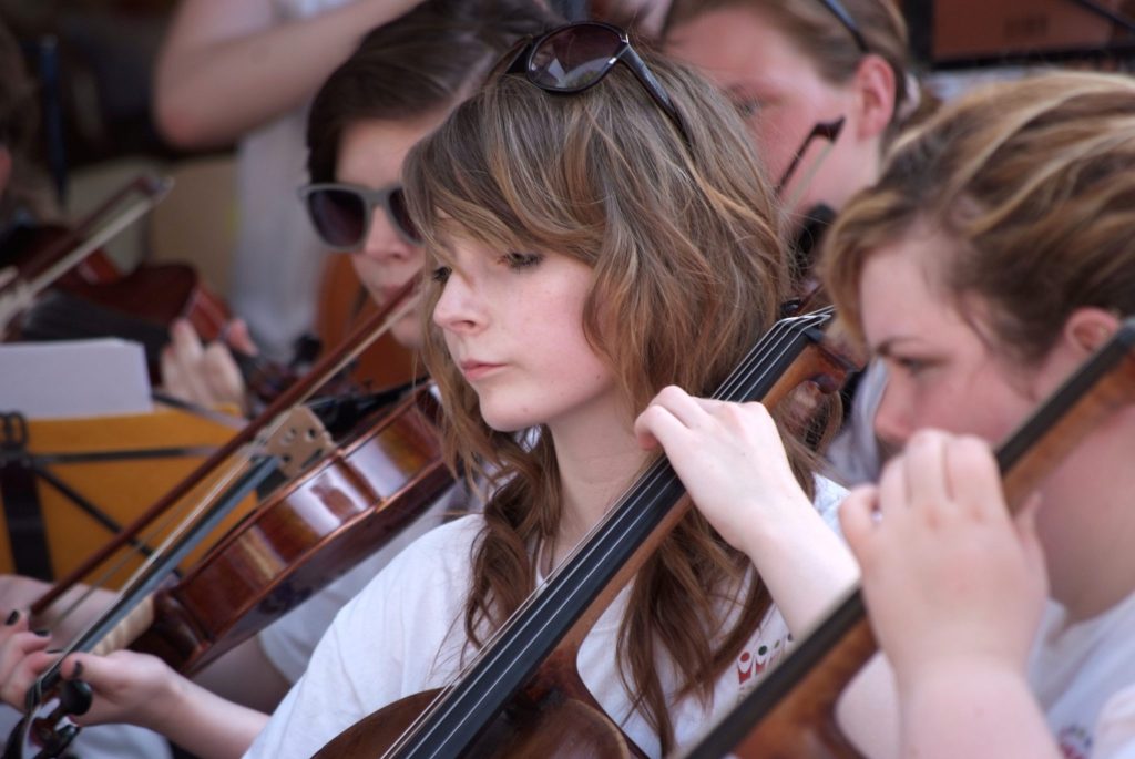 A member of Perth Youth Orchestra performing in Germany on a concert tour
