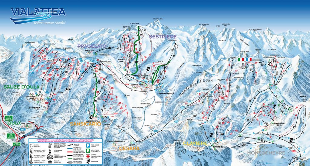 Sauze & Sestriere Piste Map