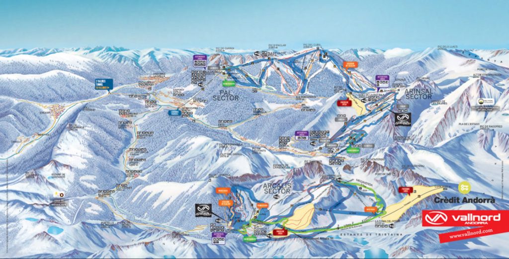 Illustrated Vallnord piste map