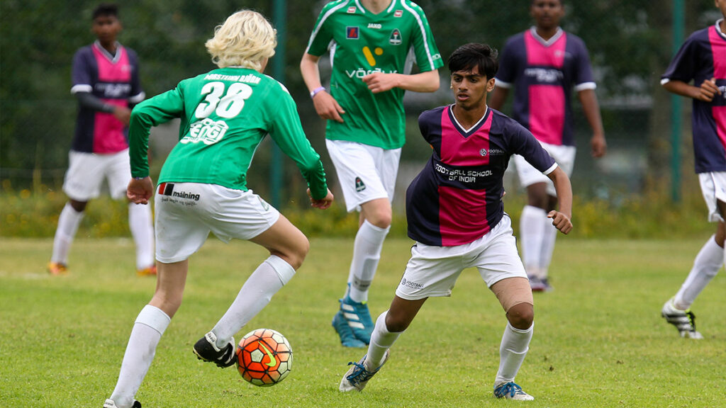 Two teams battling it out at the Rey Cup Football Tournament in Iceland