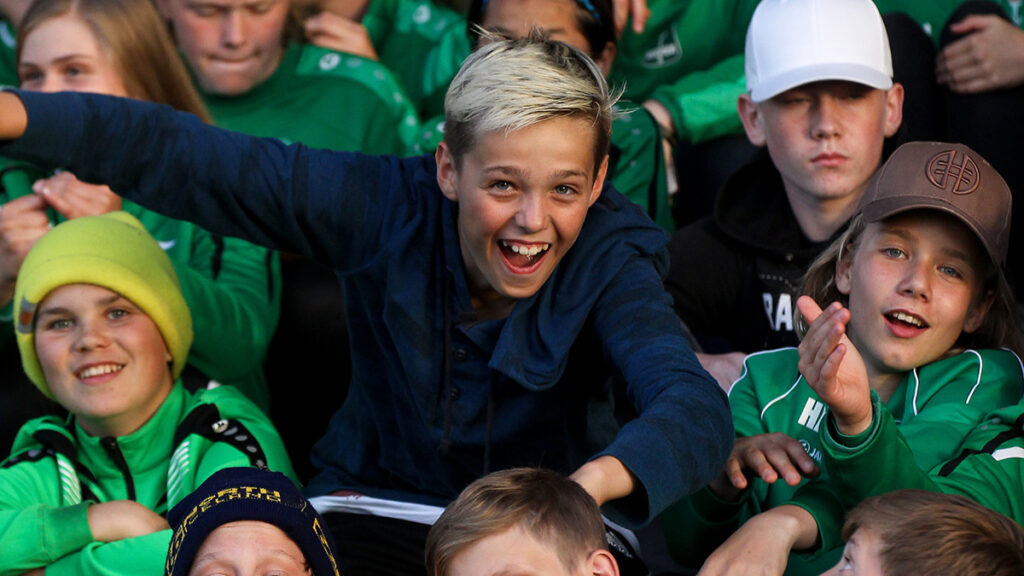 A happy crowd of footballers at the Rey Cup Football Tournament in Iceland