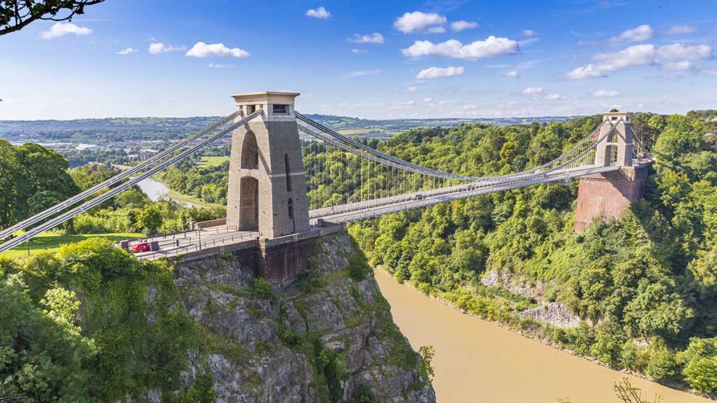 Clifton Suspension Bridge, Bristol, Avon, England, UK. Clifton Suspension Bridge, Bristol, Avon blue sky