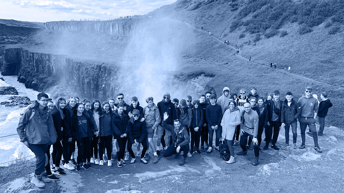 Picture of teacher and students from St Ivo Academy Iceland trip 2019