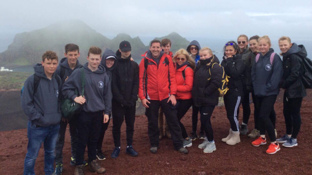 Group picture with Rob Chambers and St Ivo pupils in Iceland