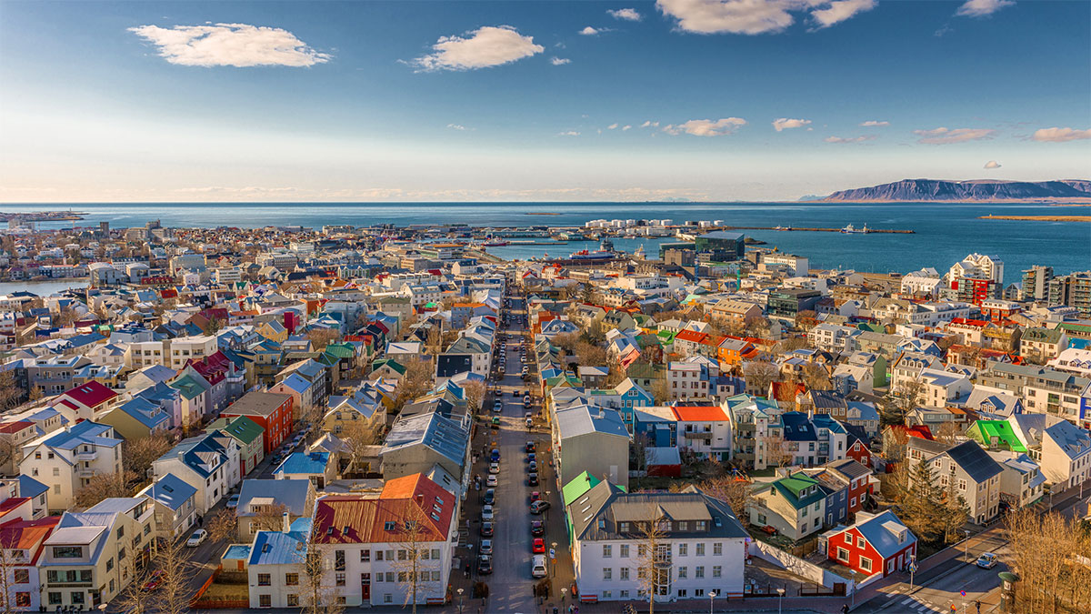 City of Reykjavik from above, Capital of Iceland