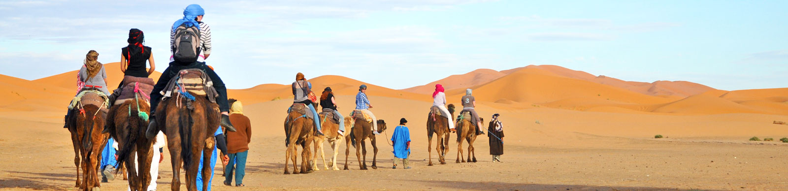 School pupils on a camel trek in Morocco