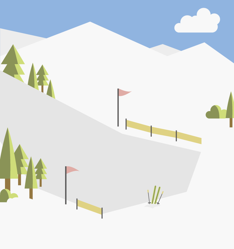 How To Pick The Perfect School Ski Resort: colourful graphic of piste bottom