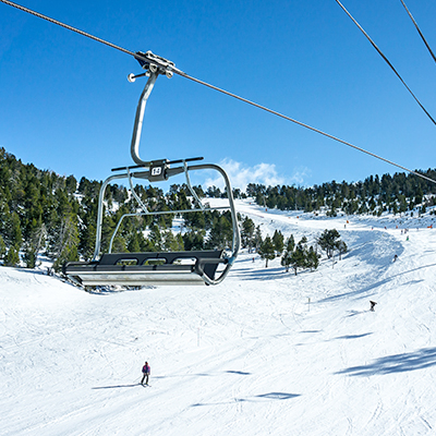 Ski lift above slopes in Vallnord
