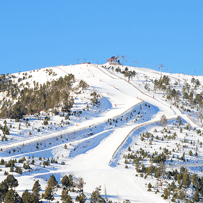 high altitude ski slopes on hill in Vallnord, Andorra