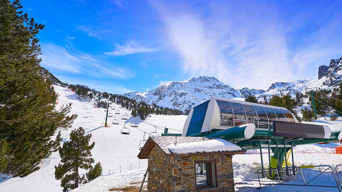 slopes and a ski lift at Ordino-Arcalis, Vallnord in Andorra