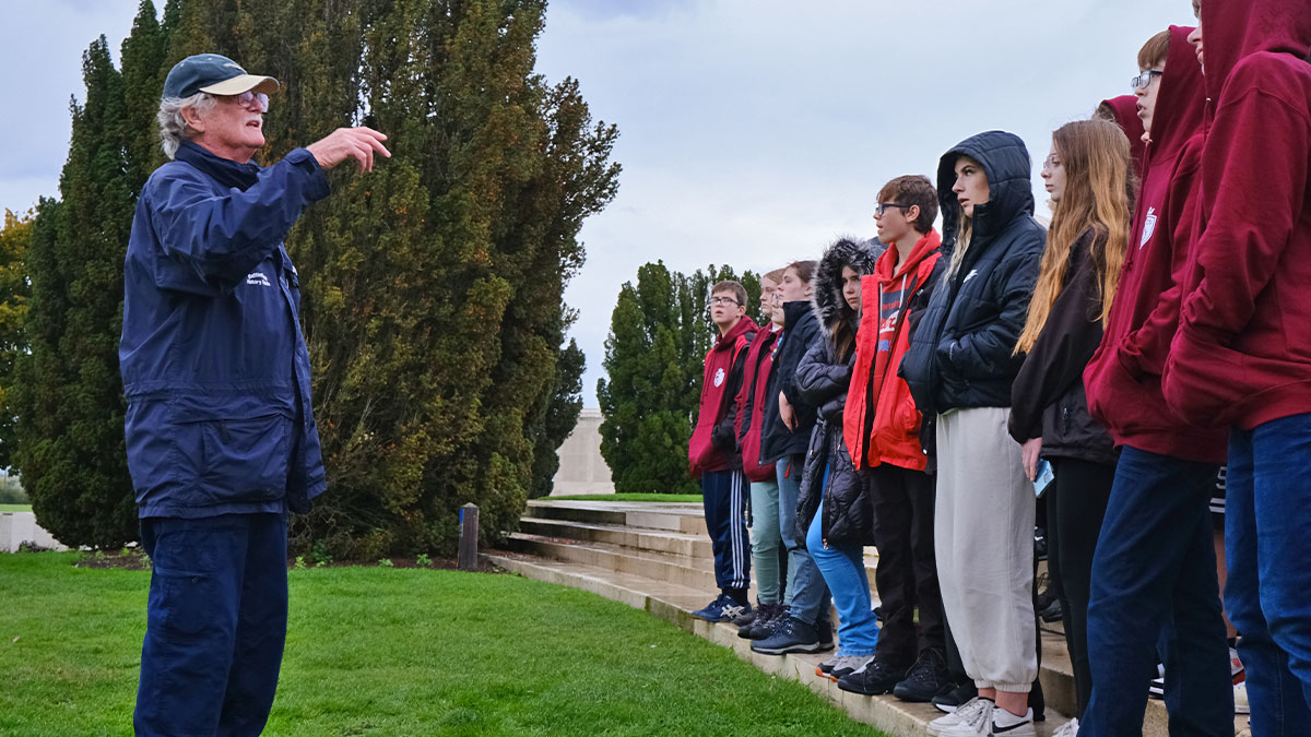 History Tour Guide - Trevor, educating Brighton Hill Community School in Belgium