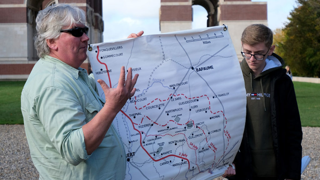 History Tour Guide - Richard with a Brighton Hill Community School Student in Belgium