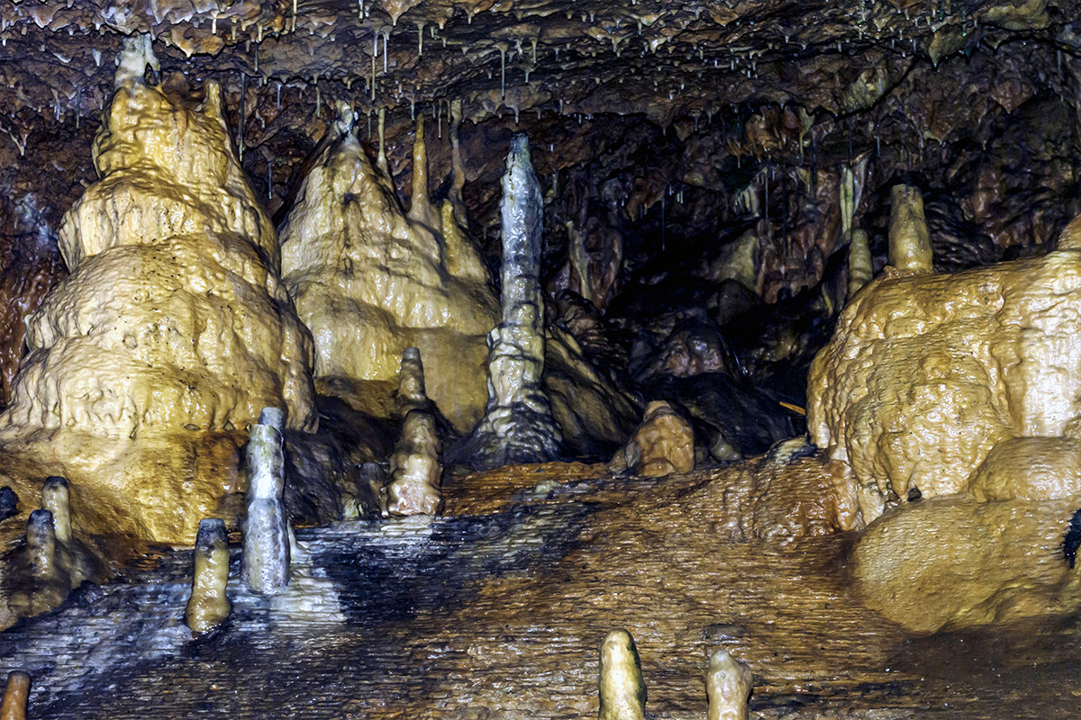 Inside Kents Cavern prehistoric cave in Torquay, Dorset, UK