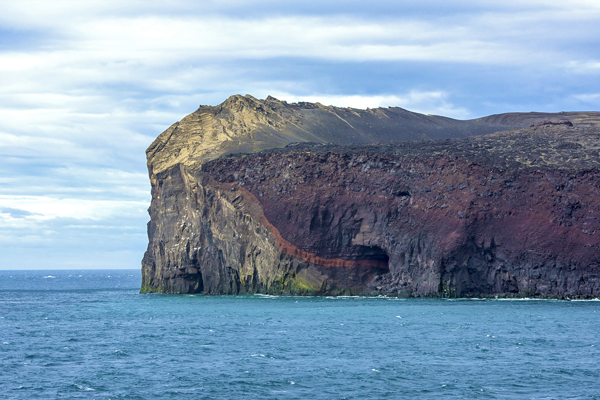 Cliffside of Surtsey Island formed by Surtsey Volcano in Iceland