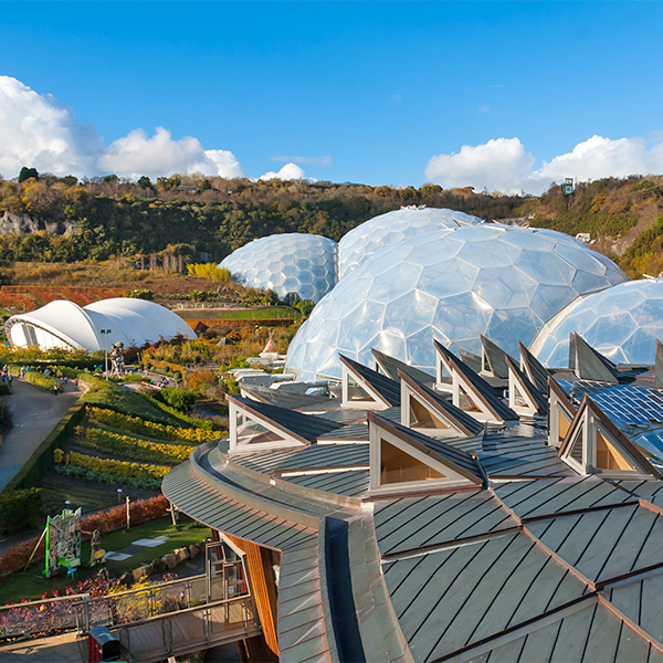 A view of The Eden Project from outside