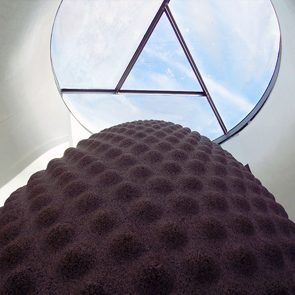 A picture of the giant acorn inside 'The Core' at The Eden Project