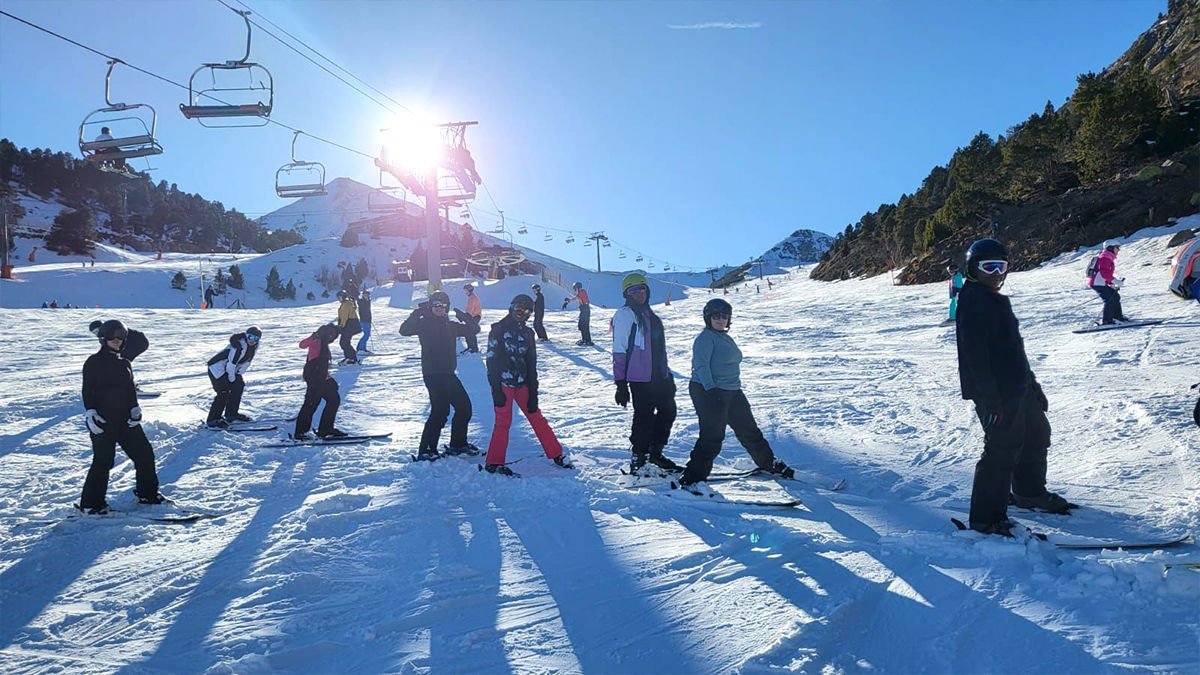 Young skiers on the slopes in Vallnord, Andorra