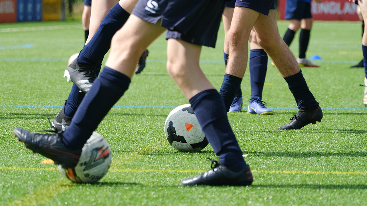 Young Football players training at St Georges Park