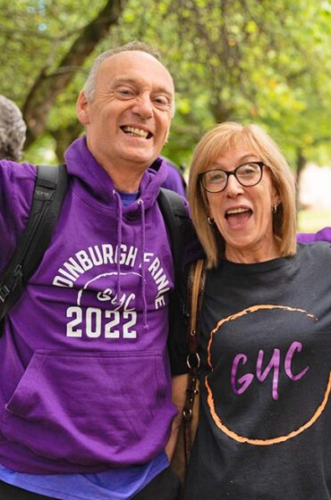 Two happy choristers enjoying a time after a performance in Edinburgh