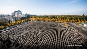 Ariel view of the Memorial to the Murdered Jews of Europe in Berlin