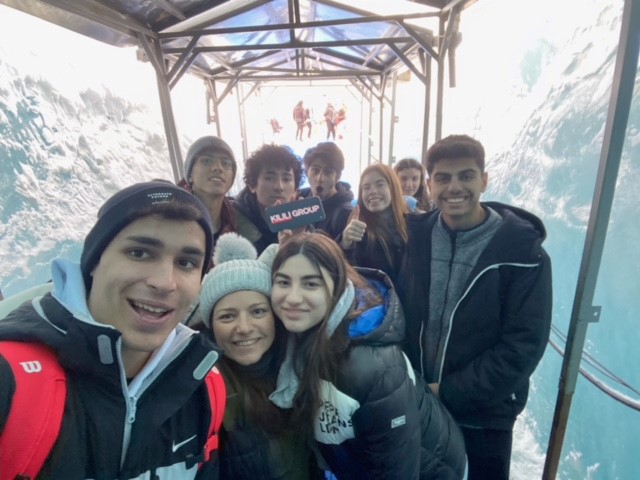 Students from Grammar School Nicosia taking a group selfie at Mer de Glace