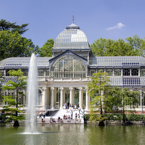The Palacio de Cristal or Crystal Palace is a large glass building in Madrid, Spain. It is located in the Retiro Park on the Paseo Duque