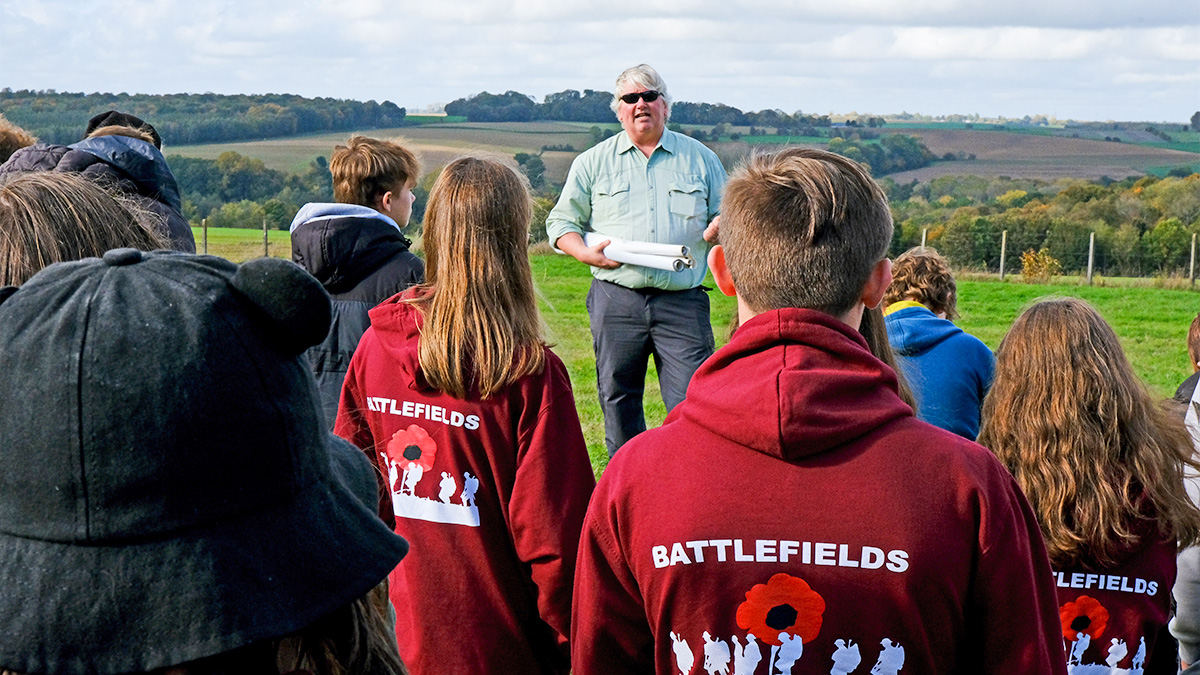History Tour Guide engages students on a battlefield tour