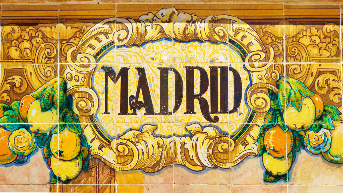Madrid tile mosaic in golden yellow and green