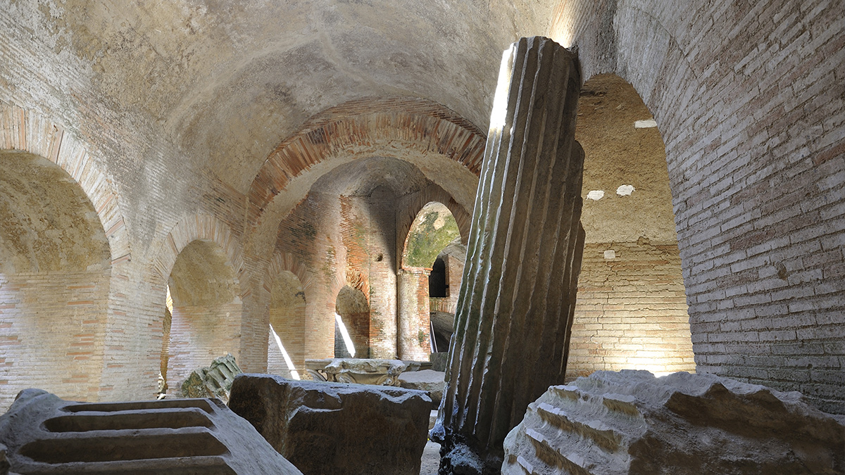 Ruins of columns of the Pozzuoli amphitheatre
