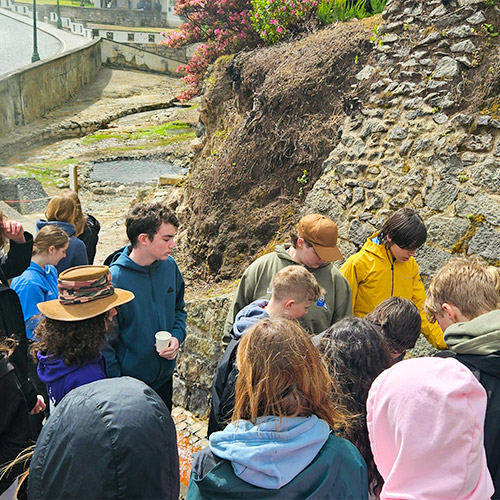 Students walk around Ponta Delgada on an Azores Geography School Tour organised by Rayburn Tours.