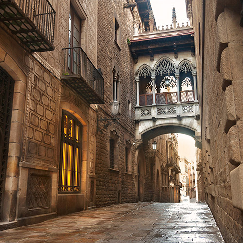 The Gothic Quarter in Barcelona, Spain