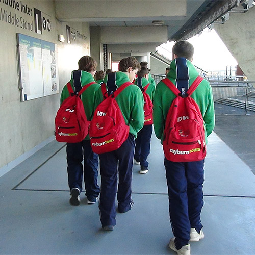 Students walk in the stands of Stade de France on a Rayburn Tour Sports Tour.