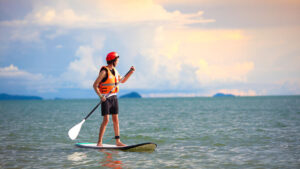 Paddleboarder on the sea
