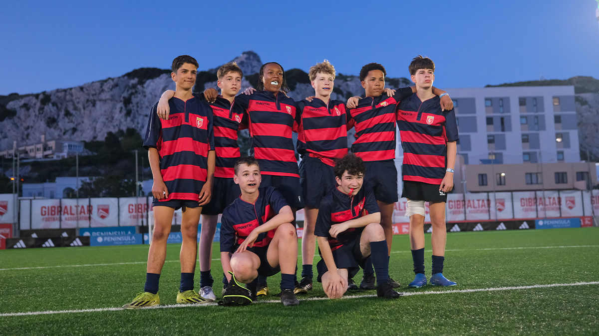 Harris Academy rugby team at Europa point sports complex in Gibraltar