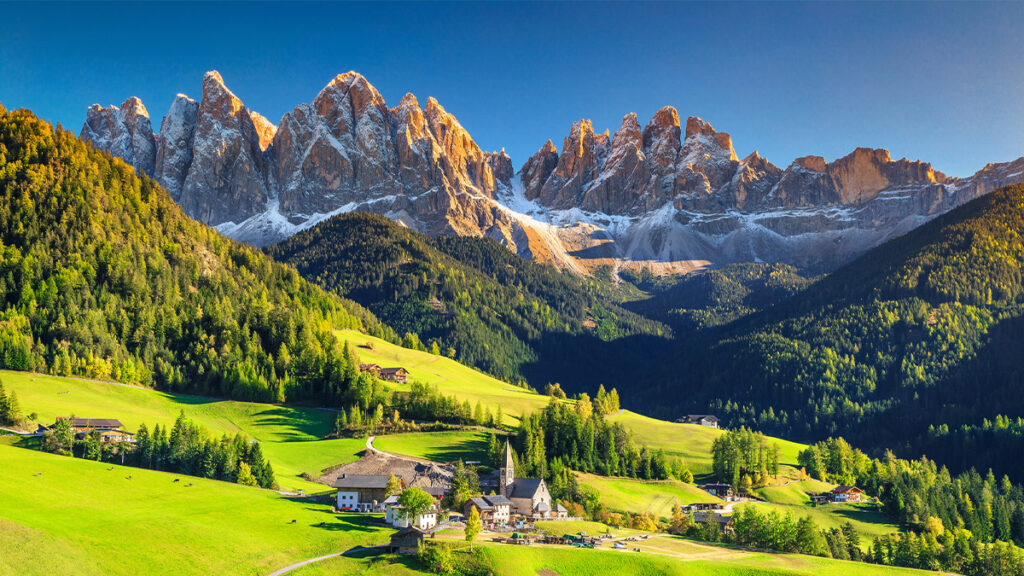 scenic view of the Dolomites mountain range, Italy