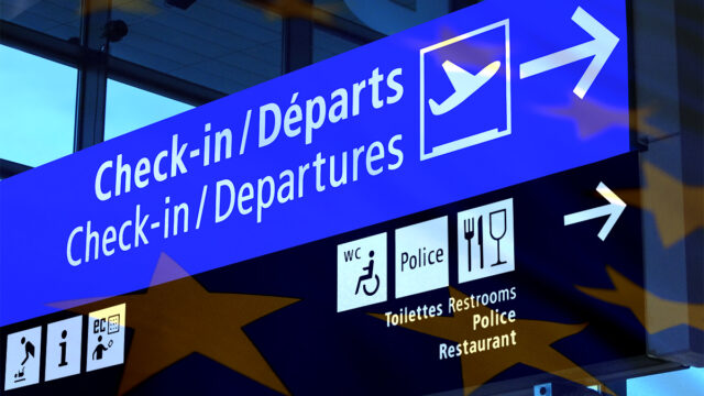 Airport check in sign