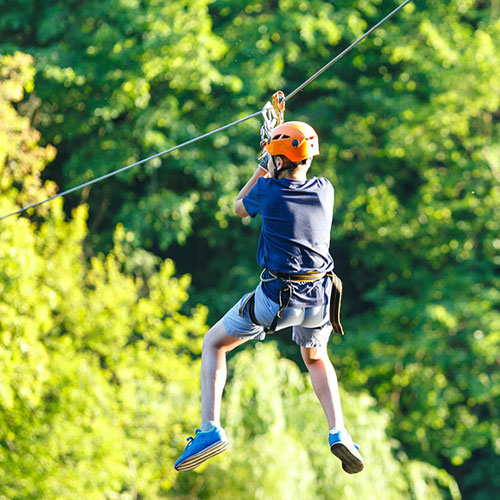 Young child on a zipline