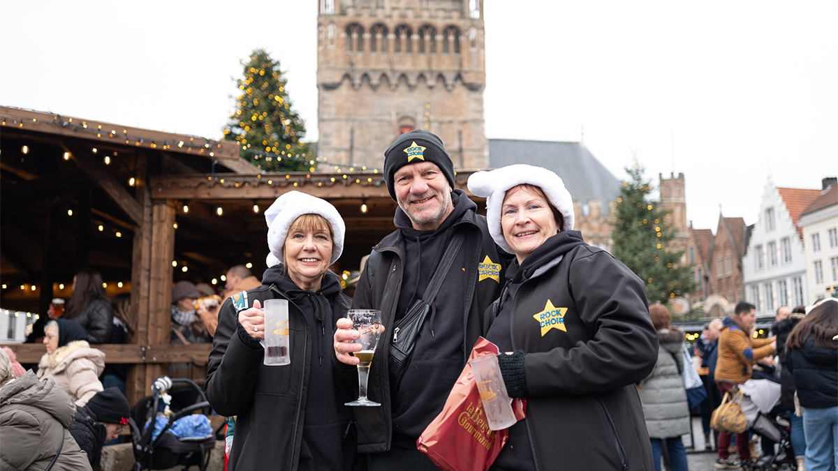 Rock Choir members in Bruges Christmas Market