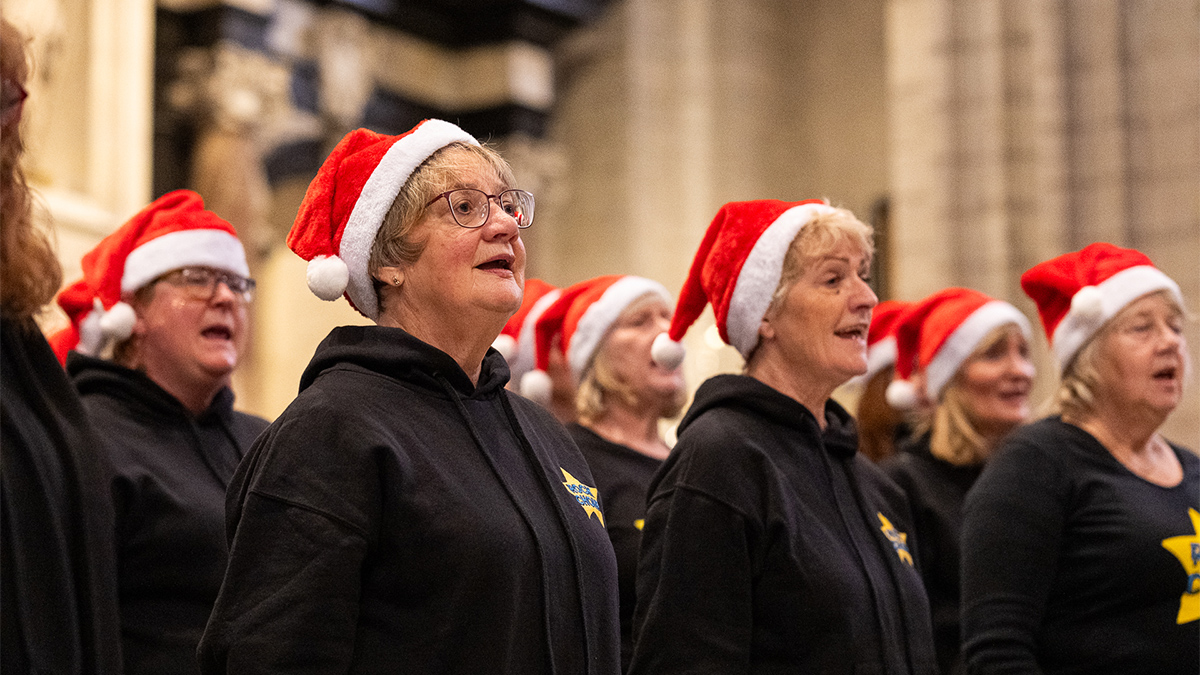 Rock choir members singing