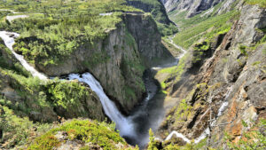 Voringfossen, Norway. Norway nature - Voringfossen waterfall in Mabodalen valley. Hordaland county.