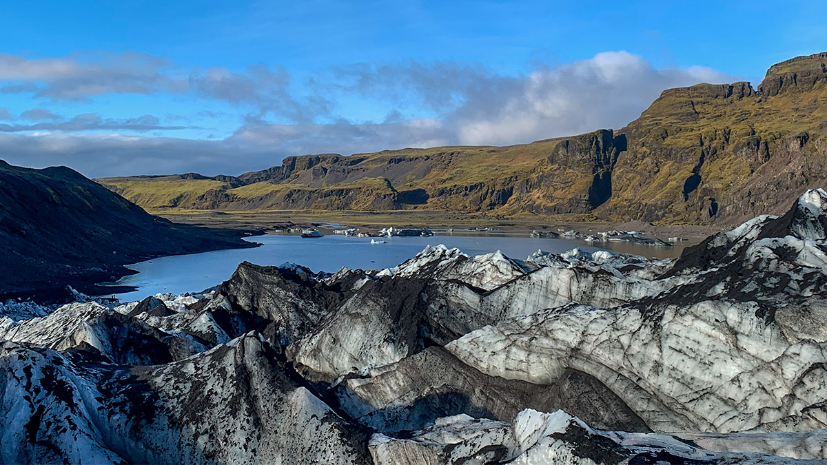 Landscape view from a glacier in Iceland