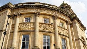 The Victoria Art Gallery building Bath England. View of the front facade of the Victoria Art Gallery Bath, Somerset, England