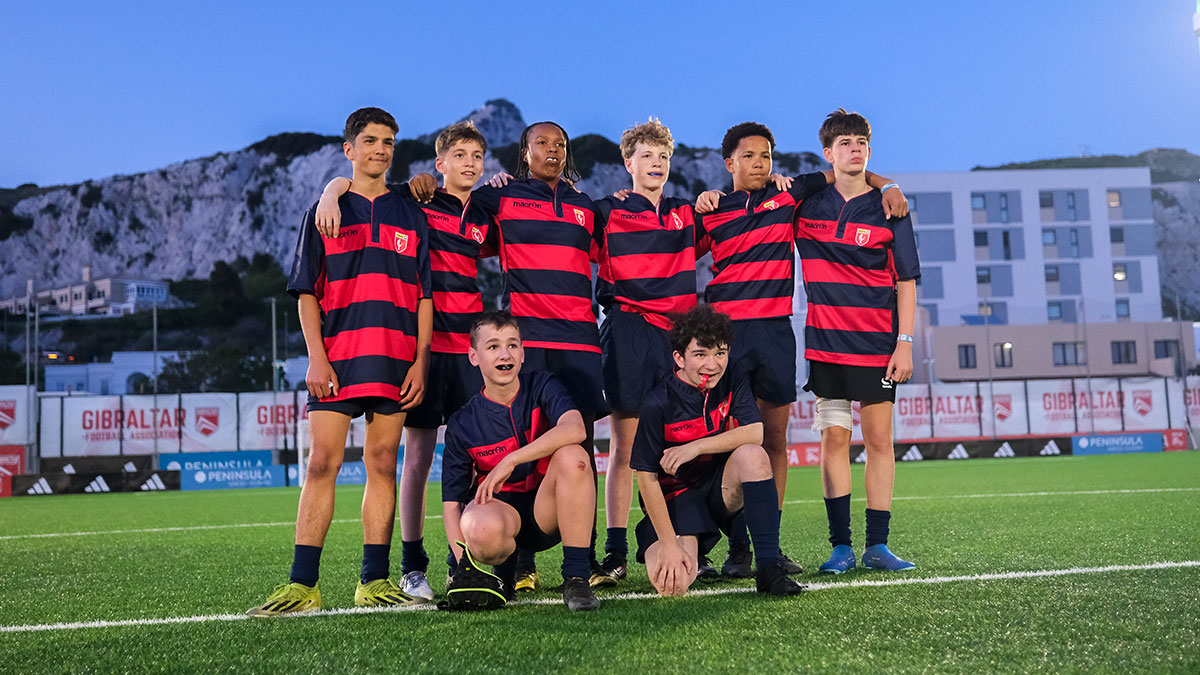 Rugby team group photo while on tour 